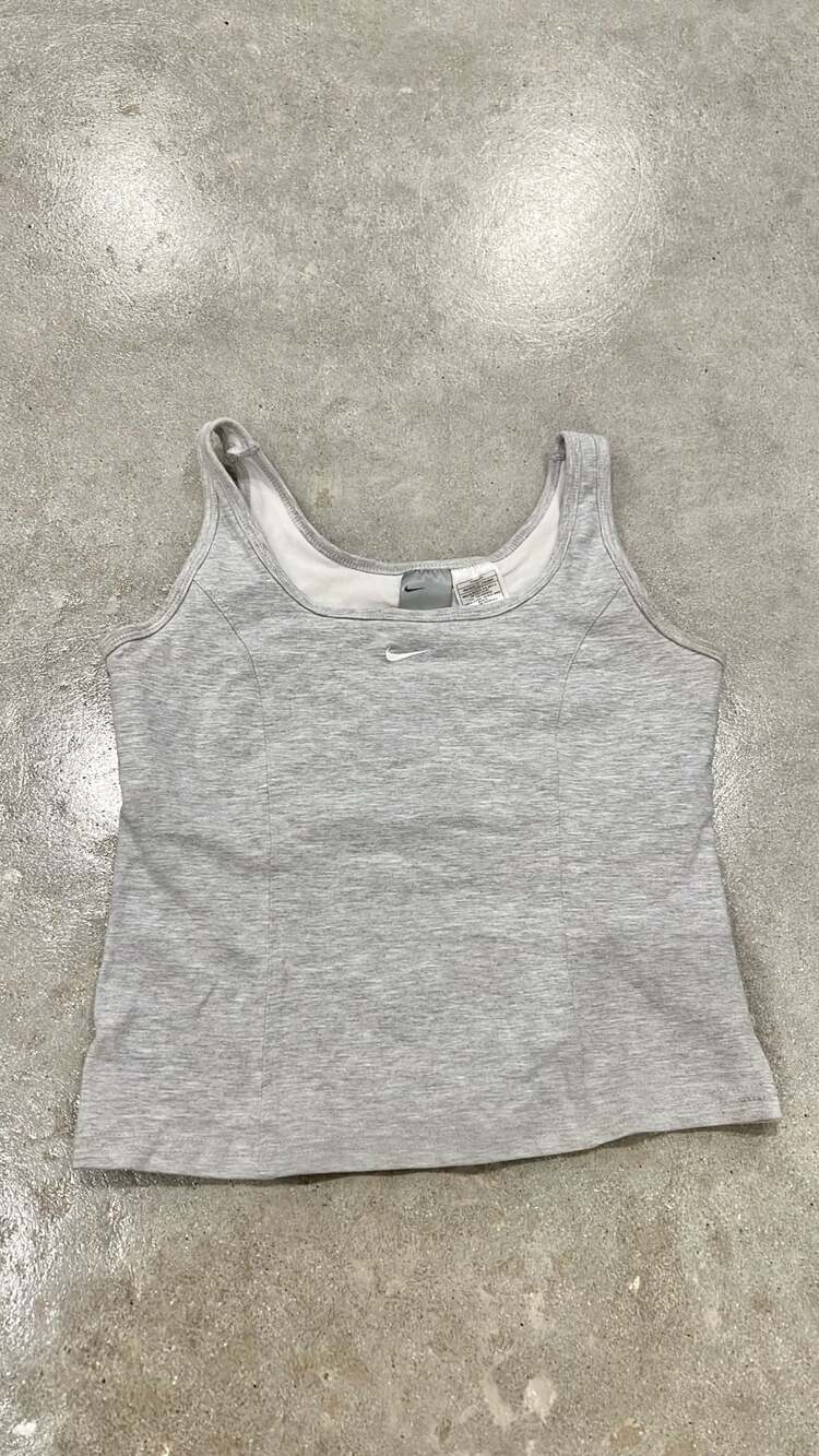 Vintage Nike Y2K Grey Heathered Center Swoosh Tank Top